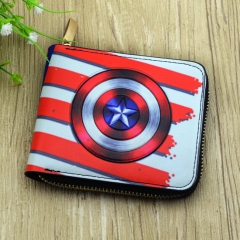 Captain America Unisex Zipper Folding Purse Anime Wallet