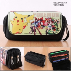 Pokemon PU Cartoon Nylon Zipper Pencil Case Anime Pencil Bag