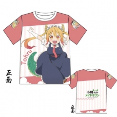Kobayashi-san Chi no Maid Red Modal Printed Cartoon Short Sleeve Anime T-shirt M L XL XXL