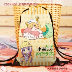 Kobayashi-san Chi no Maid Yellow Canvas Cartoon Bag Anime Drawstring Bag