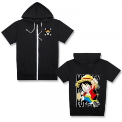 One Piece Cute Luffy Anime Cotton Short Sleeve Hoodie (M L XL XXL XXXL)