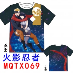 Naruto Black Short Sleeve Color Printing Wholesale Cartoon Anime T-shirt