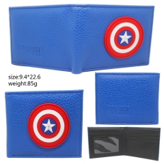 Captain America Blue Cartoon Logo PU Purse Wholesale Anime Wallet
