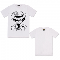 Hot sale One Piece Luffy Anime Cotton White Tshirts(M L XL XXL)