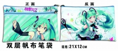 Hatsune Miku Double Deck Canvas Anime Pencil Bag