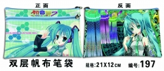 Hatsune Miku Double Deck Canvas Anime Pencil Bag