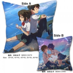 Your Name Popular Japanese Cartoon Cosplay Print Two Sides Comfortable Anime Pillow 45*45CM
