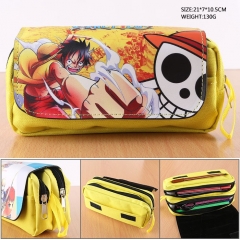 One Piece Luffy PU Cartoon Nylon Zipper Pencil Case Anime Pencil Bag