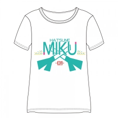 Hatsune Miku White Printed Short Sleeve Cospaly Anime T-shirt