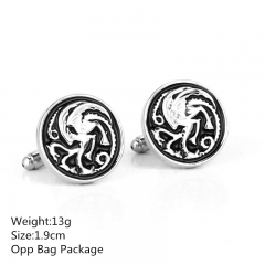 1.9CM Silver Color Game of Thrones Alloy Cufflinks Popular Game Cosplay Anime Cuff Button 10pcs/set