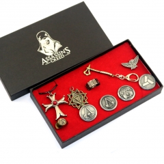 Assassin's Creed Fashion Jewelry Wholesale Anime Necklace+Badge+Ring Set