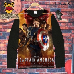 Captain America Cosplay Movie Unisex Costume Long Sleeves Anime T shirt ( S-XXXL )