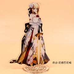 Fate Stay Night Saber Flowers Dress Cartoon Figure Model Anime Standing Plates Acrylic Figure