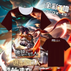 Attack on Titan Cartoon Pattern Color Printing Anime Tshirts