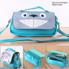 Japanese Style Cute Cartoon My Neighbor Totoro Multi-Functional PU Bag High Quality Double Zipper Flip Cover Anime Shoulder Bag