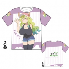 Kobayashi-san Chi no Maid Purple Modal Printed Cartoon Short Sleeve Anime T-shirt M L XL XXL