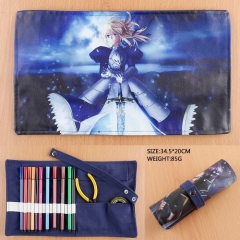 Fate Stay Night For Student Rolled-up PU Anime Pencil Bag