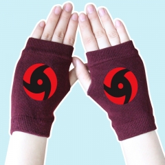 Naruto Sharingan Fashion Half Finger Wine Anime Knitted Gloves 14*8CM
