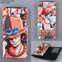 One Piece Cosplay Colorful Ace Folding Purse Anime Long Wallet