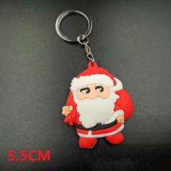 Best Selling Christmas 3D Decoration Cartoon Pendant Santa Claus Anime PVC Keychain
