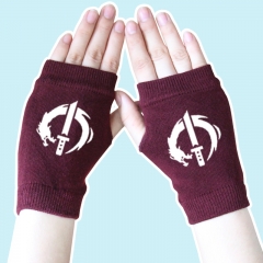Overwatch Genji Marks Wine Half Finger Warm Anime Knitted Gloves 14*8CM