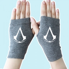 Assassin's Creed Mark Gray Half Finger Anime Knitted Gloves 14*8CM