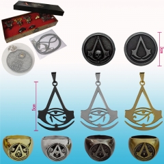 Assassin's Creed Commemorative Edition Cosplay Anime Keychain+Necklace