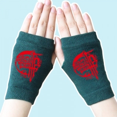 FFF Popular Japanese Novel Atrovirens Half Finger Warm Anime Knitted Gloves 14*8CM