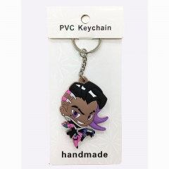 Overwatch Sombra Model Figure Pendant Keyring Handmade Anime PVC Keychain