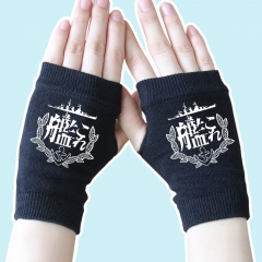 Kantai Collection Japanese Cartoon Half Finger Black Anime Knitted Gloves 14*8CM