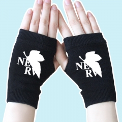 EVA Japanese Robot Cartoon Half Finger Black Warm Anime Knitted Gloves 14*8CM