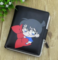 Japanese Cartoon Detective Conan Anime PU Black Wallet