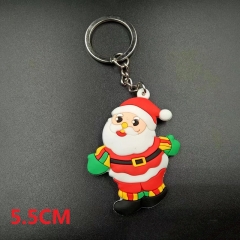 Hot Sale Christmas 3D Decoration Cartoon Pendant Santa Claus Anime PVC Keychain
