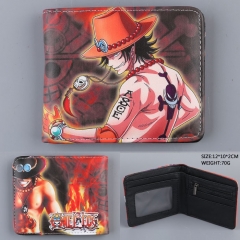 One Piece Cosplay Cartoon Ace PU Folding Purse Anime Wallet
