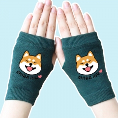 Doge Half Finger Atrovirens Anime Warm Knitted Gloves 14*8CM