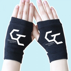Super Power Cartoon Guilty Crown Half Finger Black Anime Knitted Gloves 14*8CM