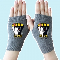 Dangan Ronpa Monokuma Cartoon Gray Anime Half Finger Knitted Gloves 14*8CM