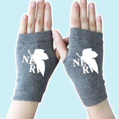 EVA Japanese Robot Cartoon Half Finger Gray Warm Anime Knitted Gloves 14*8CM