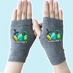 Hot Game Minecraft Sword Shield Gray Anime Warm Half Finger Gloves 14*8CM
