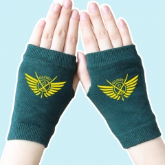 Glory Golden Marks Atrovirens Warm Half Finger Anime Knitted Gloves 14*8CM