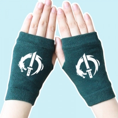 Overwatch Genji Marks Atrovirens Half Finger Warm Anime Knitted Gloves 14*8CM