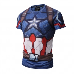 Captain America Cartoon Tights Wholesale Printed Anime Short Sleeve T Shirt