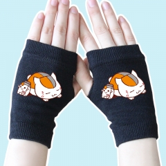 Natsume Yuujinchou Cute Black Half Finger Anime Knitted Gloves 14*8CM