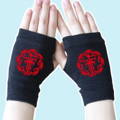 FFF Japanese Novel Black Half Finger Warm Anime Knitted Gloves 14*8CM