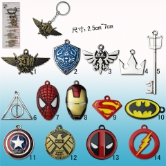 14 Designs Can Choose Surperman Keyring Spider Man Anime Keychain