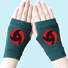 Naruto Sharingan Fashion Half Finger Atrovirens Anime Knitted Gloves 14*8CM