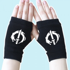 Overwatch Genji Marks Black Half Finger Warm Anime Knitted Gloves 14*8CM