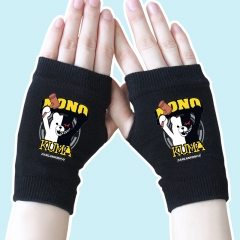 Dangan Ronpa Monokuma Cartoon Black Anime Half Finger Knitted Gloves 14*8CM