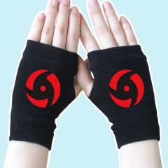 Naruto Sharingan Fashion Half Finger Black Anime Knitted Gloves 14*8CM