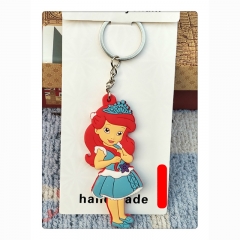 Disney Princess Cartoon Pendant Keyring Two-side Printed Anime Keychain